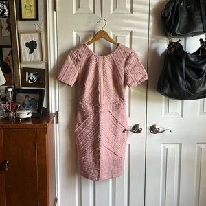 Adelyn Rae classic pink tweed sheath structured dress